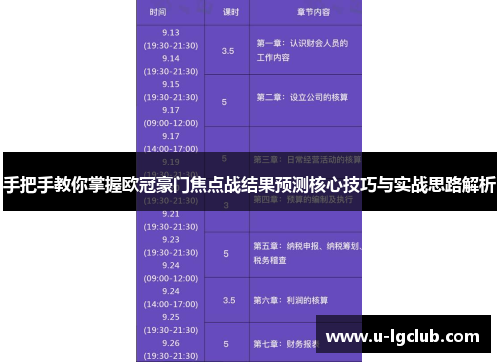 手把手教你掌握欧冠豪门焦点战结果预测核心技巧与实战思路解析